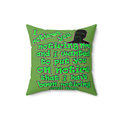 noticed you noticing - Faux Suede Square Pillow - (green)