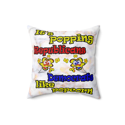 popping like popcorn - Spun Polyester Square Pillow - (white marble)