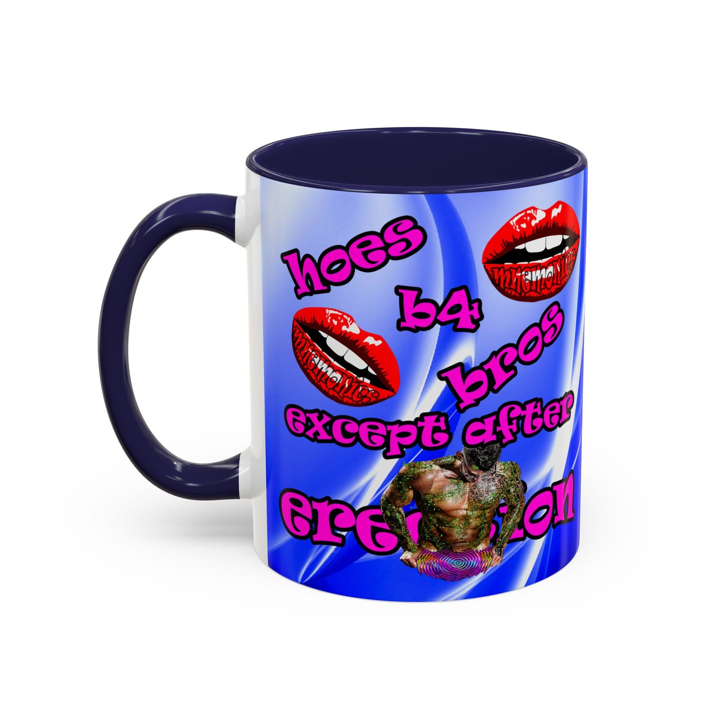 hoes b4 bros - Accent Mug (blue-white wave)