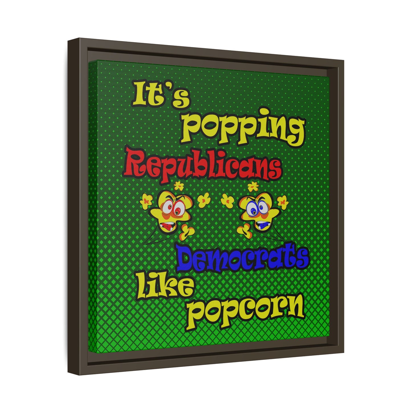 popping like popcorn - framed canvas art (logo green)