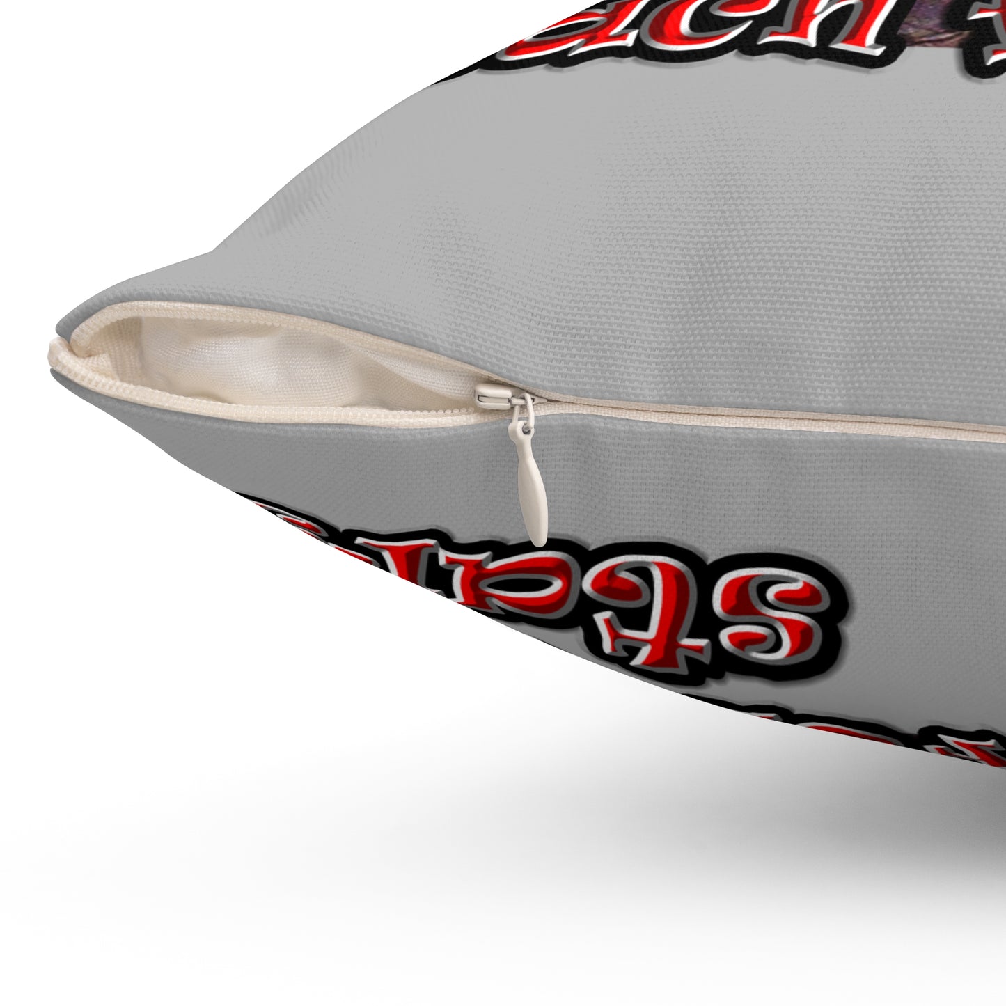 defy conquer reach - Spun Polyester Square Pillow - (light grey)