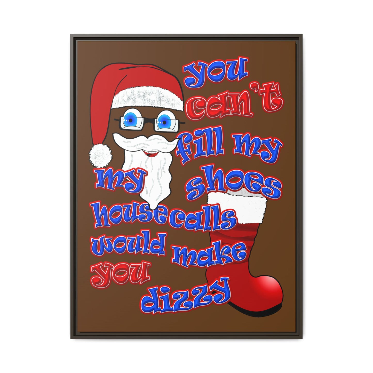 santa's shoes - framed canvas art (brown)