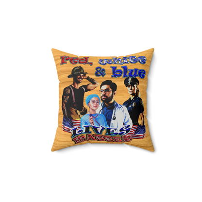 rw&b lives matter - Faux Suede Square Pillow - (butterscotch wood finish)