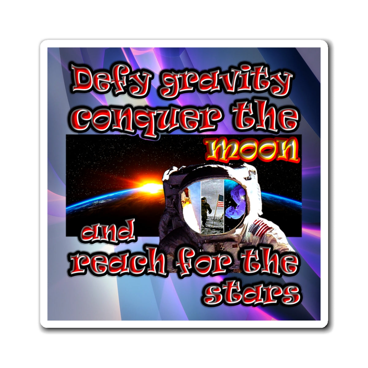 defy conquer reach - Magnets - (grey-pink wave)