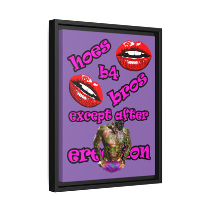 hoes b4 bros - framed canvas art (light purple)