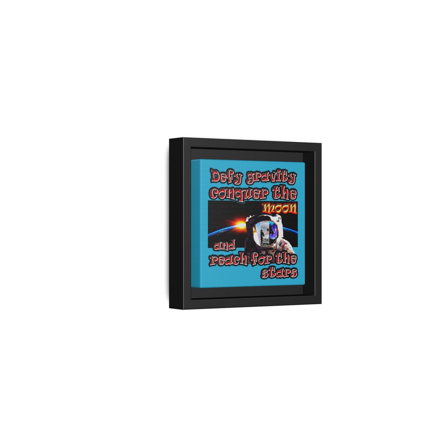 defy conquer reach - framed canvas art (turquoise)