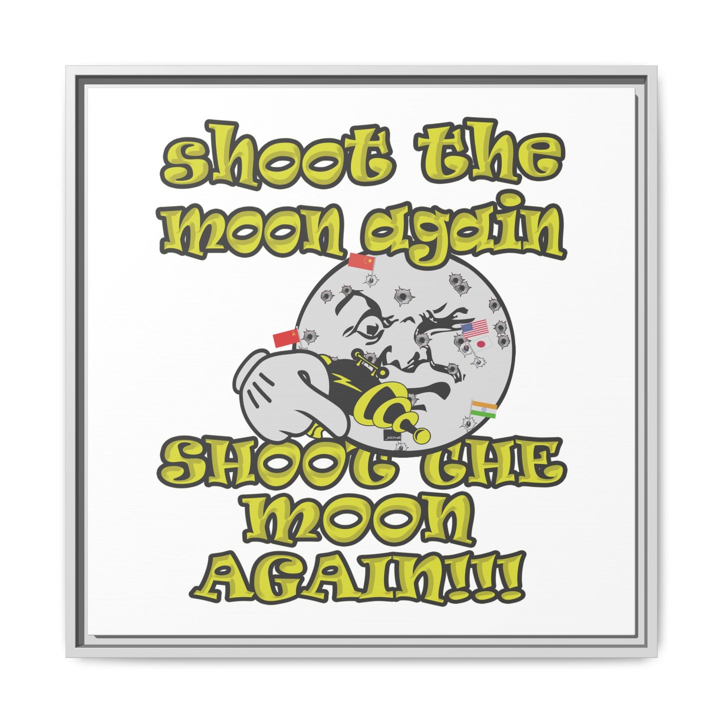 shoot the moon again - framed canvas art (white)