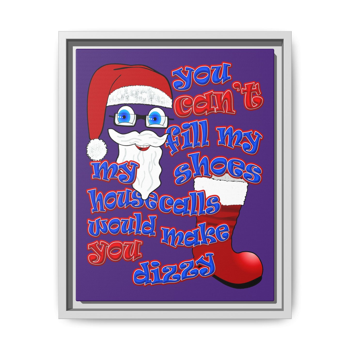 santa's shoes - framed canvas art (purple)