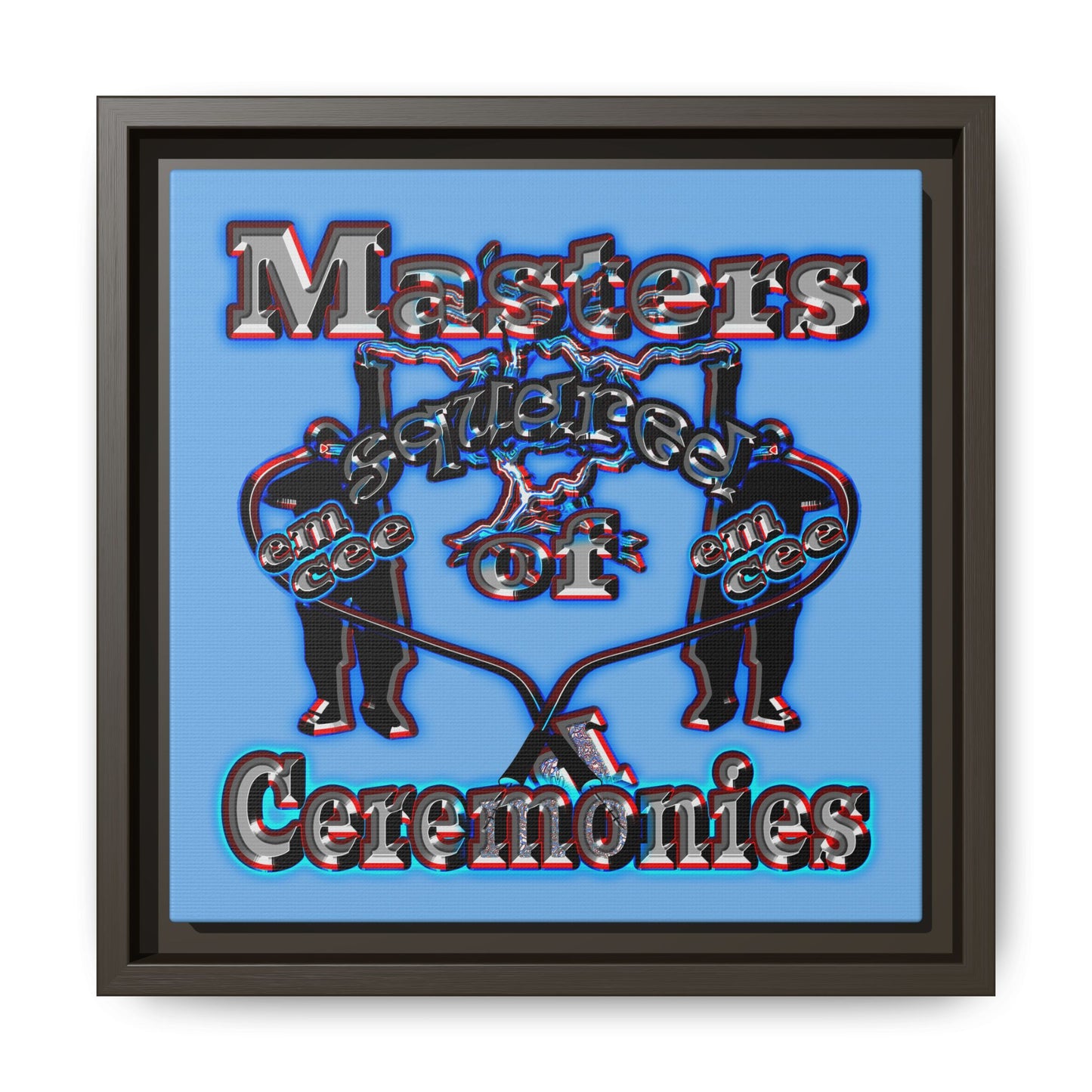em cee squared - framed canvas art (light blue)