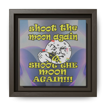 shoot the moon again - framed canvas art (grey-pink wave)