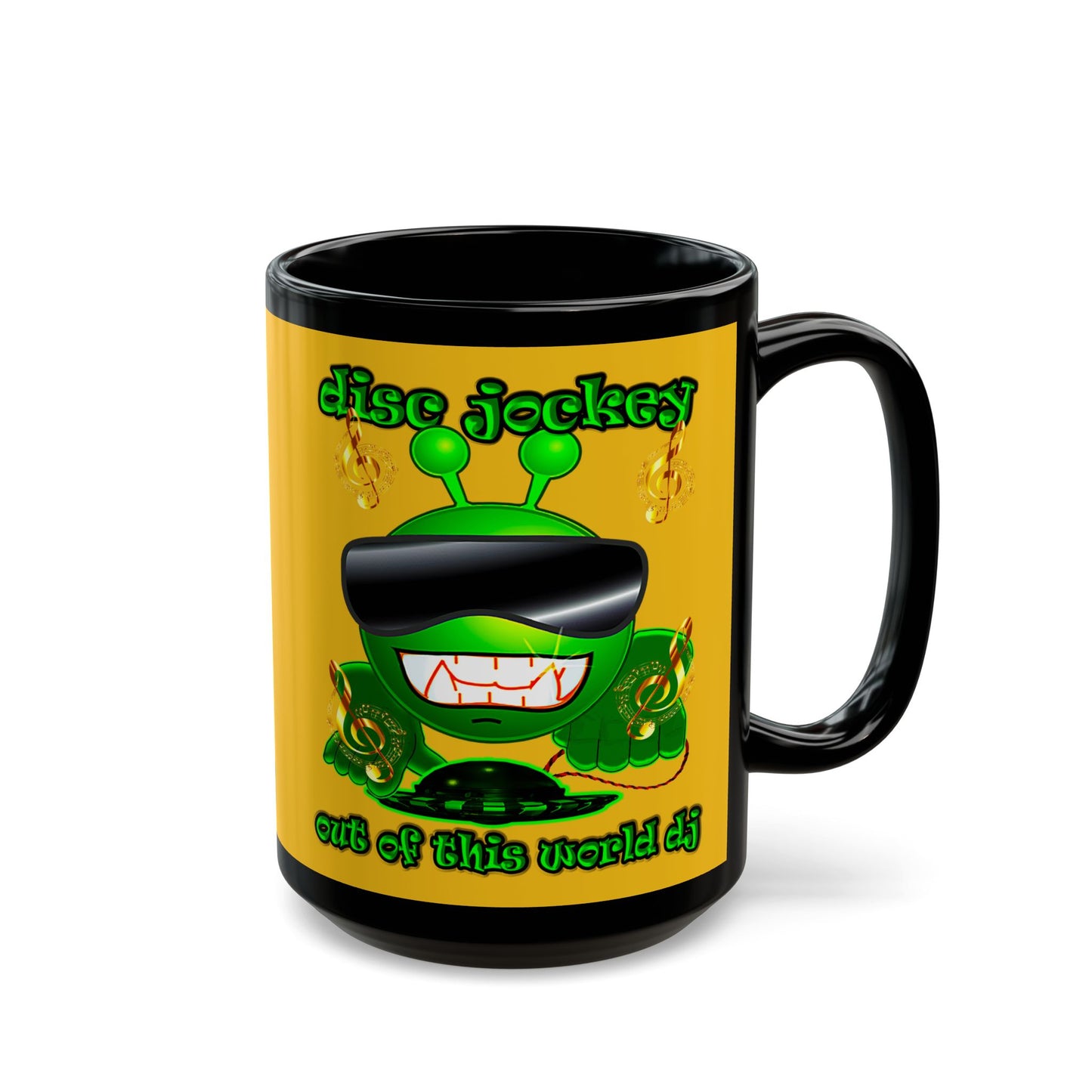 disc jockey - Black Mug (yellow)