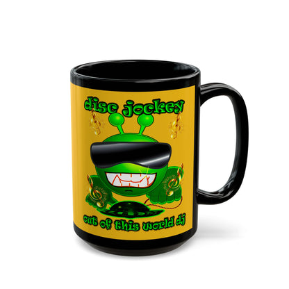 disc jockey - Black Mug (yellow)