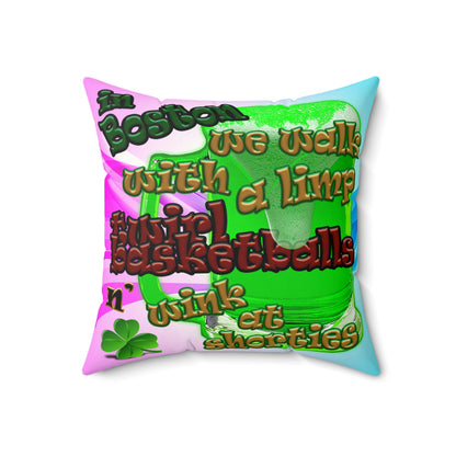 celtics logo - Faux Suede Square Pillow - (light blue-pink wave)