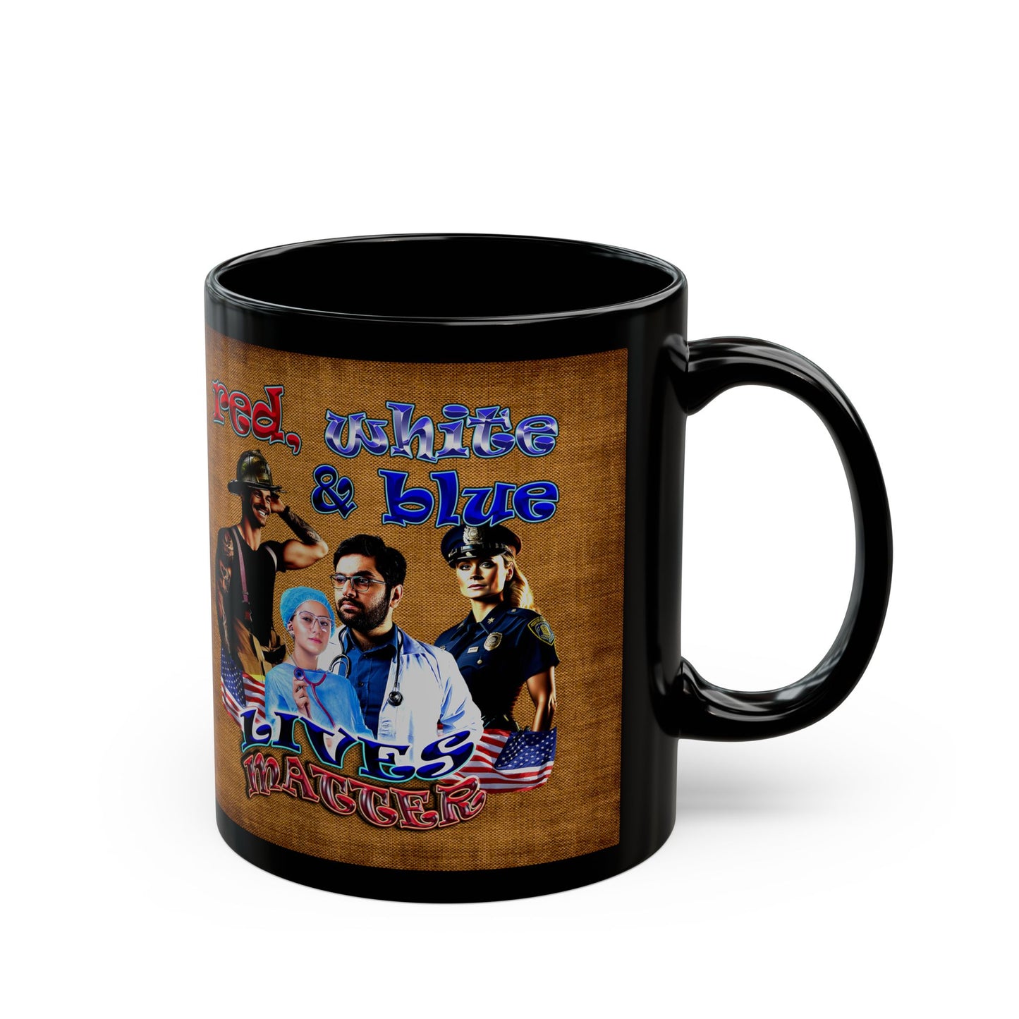 rw&b lives matter - Black Mug (brown papyrus)