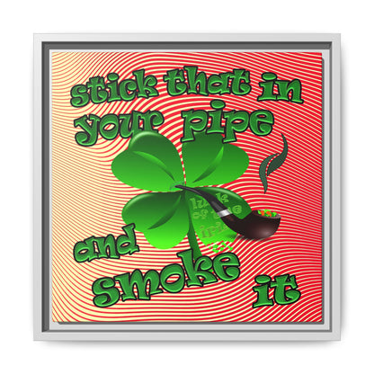 stick that in your pipe and smoke it - framed canvas art (yellow-orange wave)