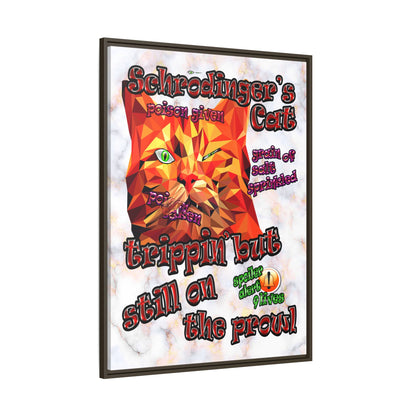 schrodinger's cat - framed canvas art (white marble)
