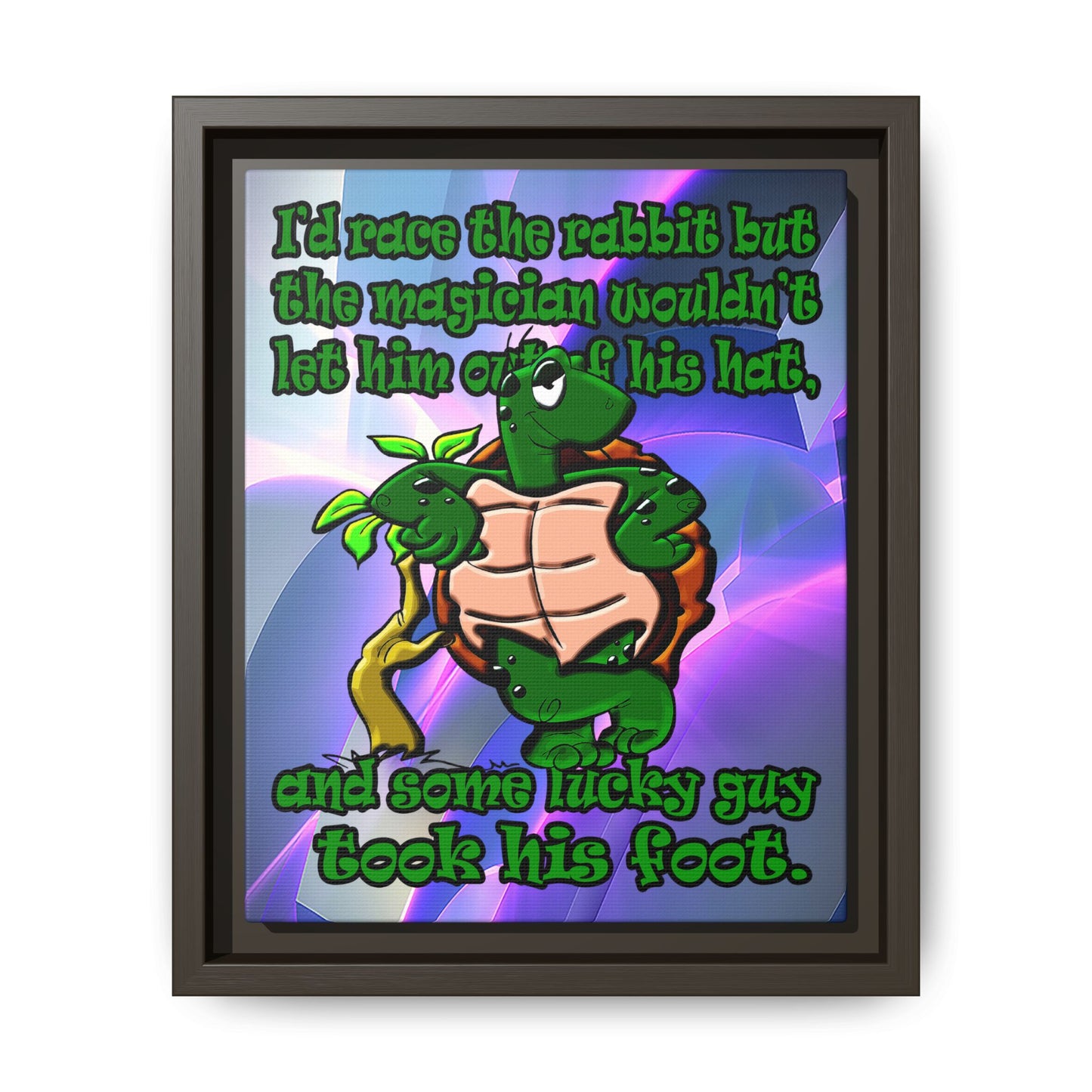 turtle race - framed canvas art (grey-pink wave)
