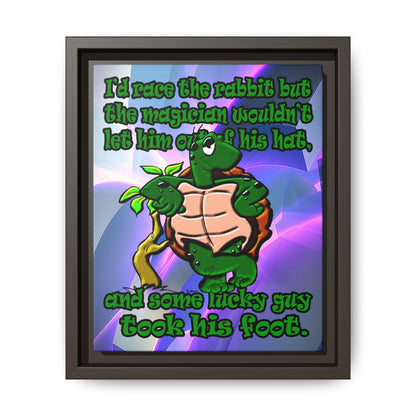 turtle race - framed canvas art (grey-pink wave)