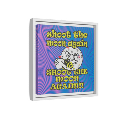 shoot the moon again - framed canvas art (light blue-purple wave)