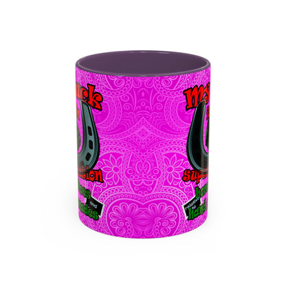 my luck - Accent Mug (pink swirl)
