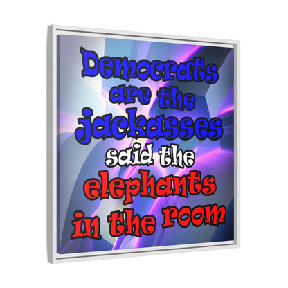 donkeys and elephants - framed canvas art (grey-pink wave)