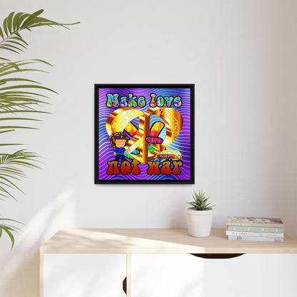 love peace - framed canvas art (purple wave)