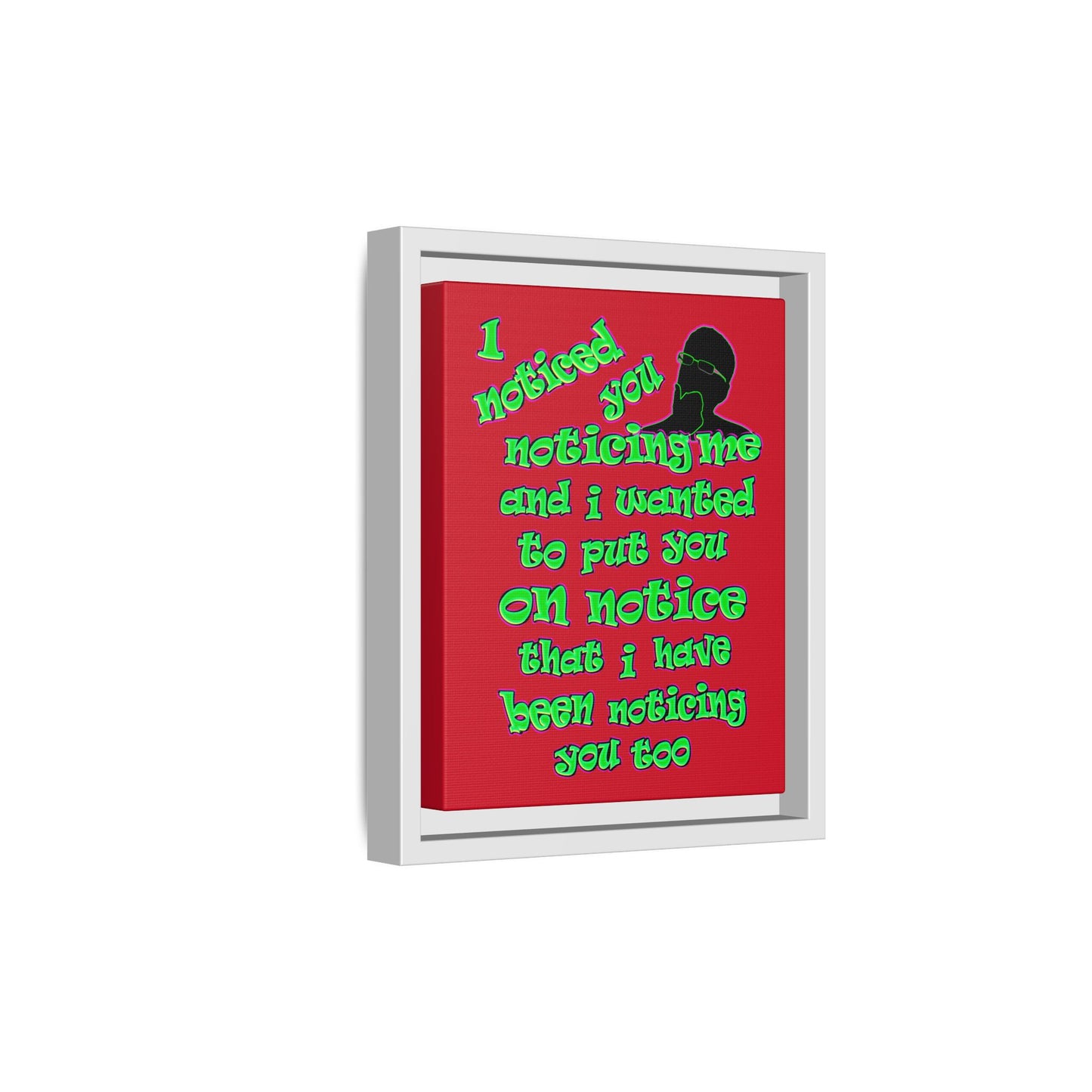 noticed you noticing - framed canvas art (dark red)