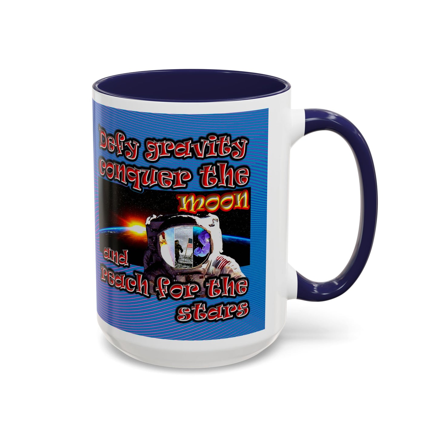 defy conquer reach - Accent Mug (light blue-purple wave)