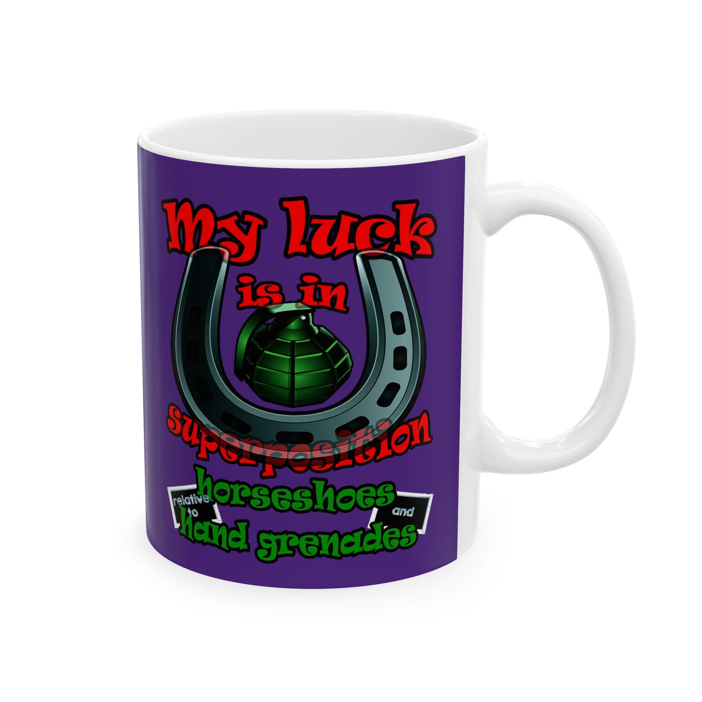 my luck - White Mug (purple)