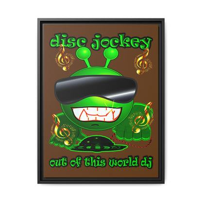 disc jockey - framed canvas art (brown)