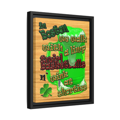 celtics logo - framed canvas art (butterscotch wood finish)