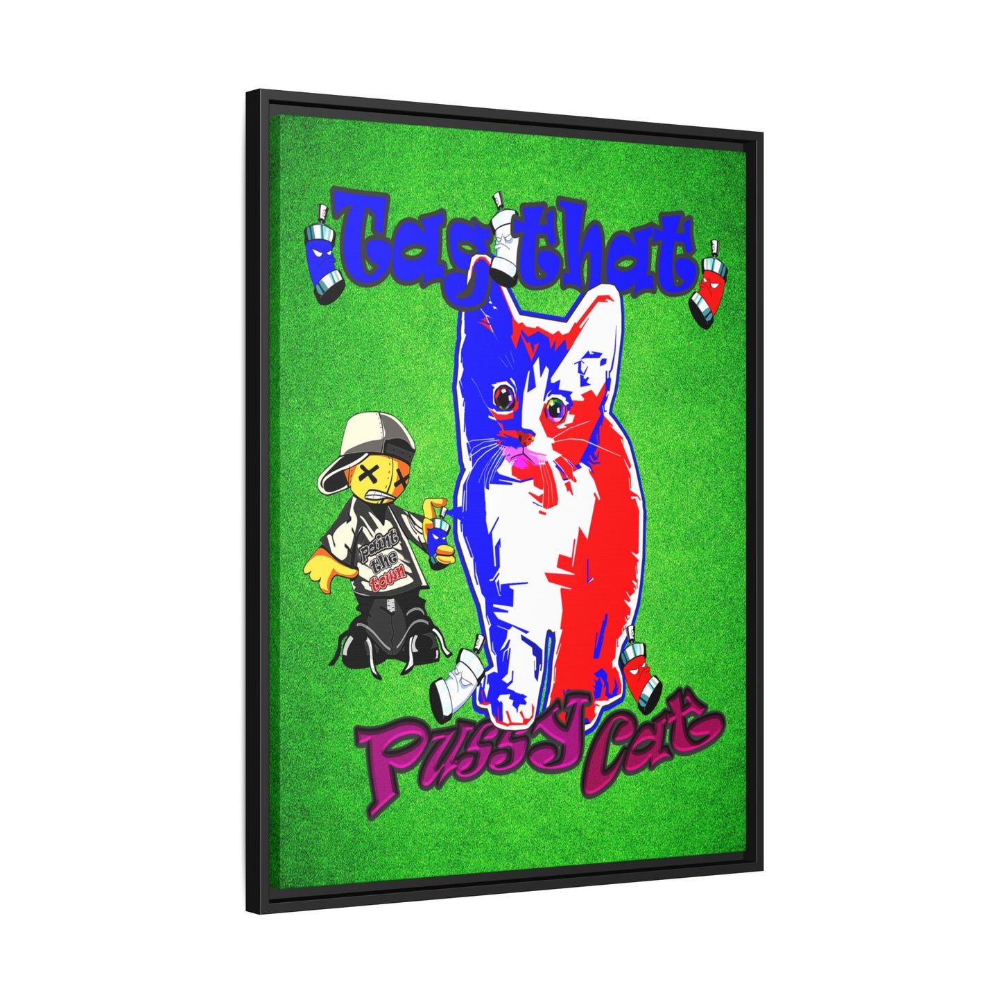 tag that - framed canvas art (green turf)