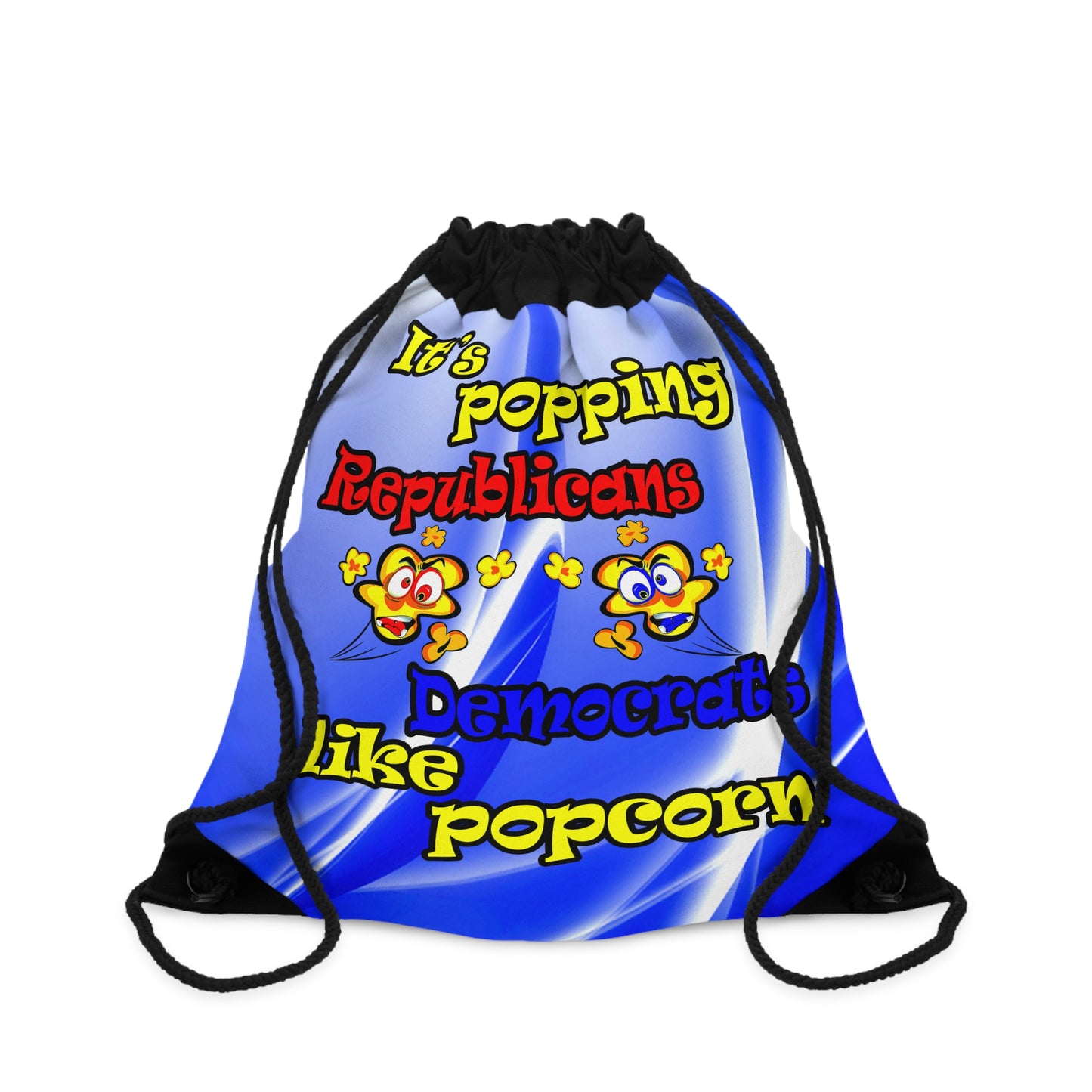 popping like popcorn - Drawstring Bag (blue-white wave)