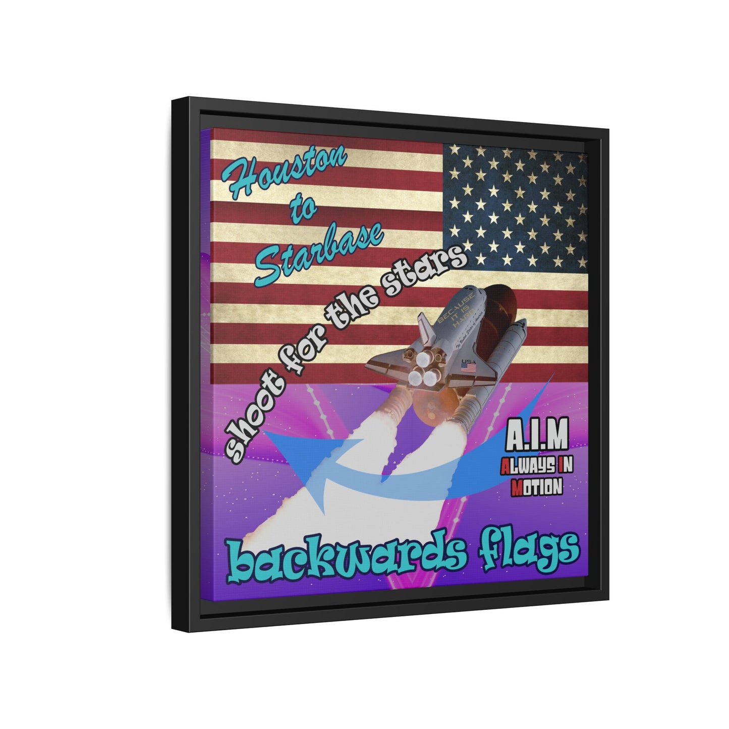 shoot for the stars - framed canvas art (purple-pink wave)
