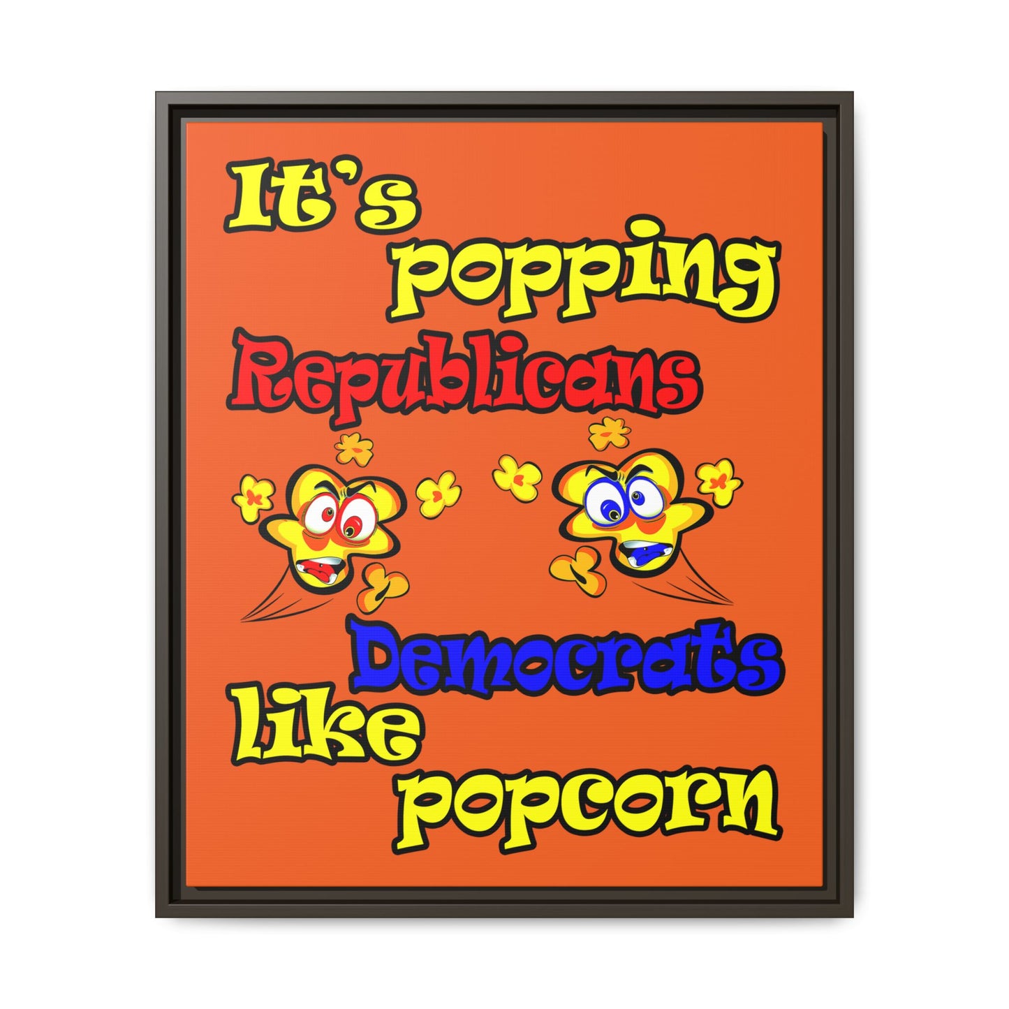 popping like popcorn - framed canvas art (orange)