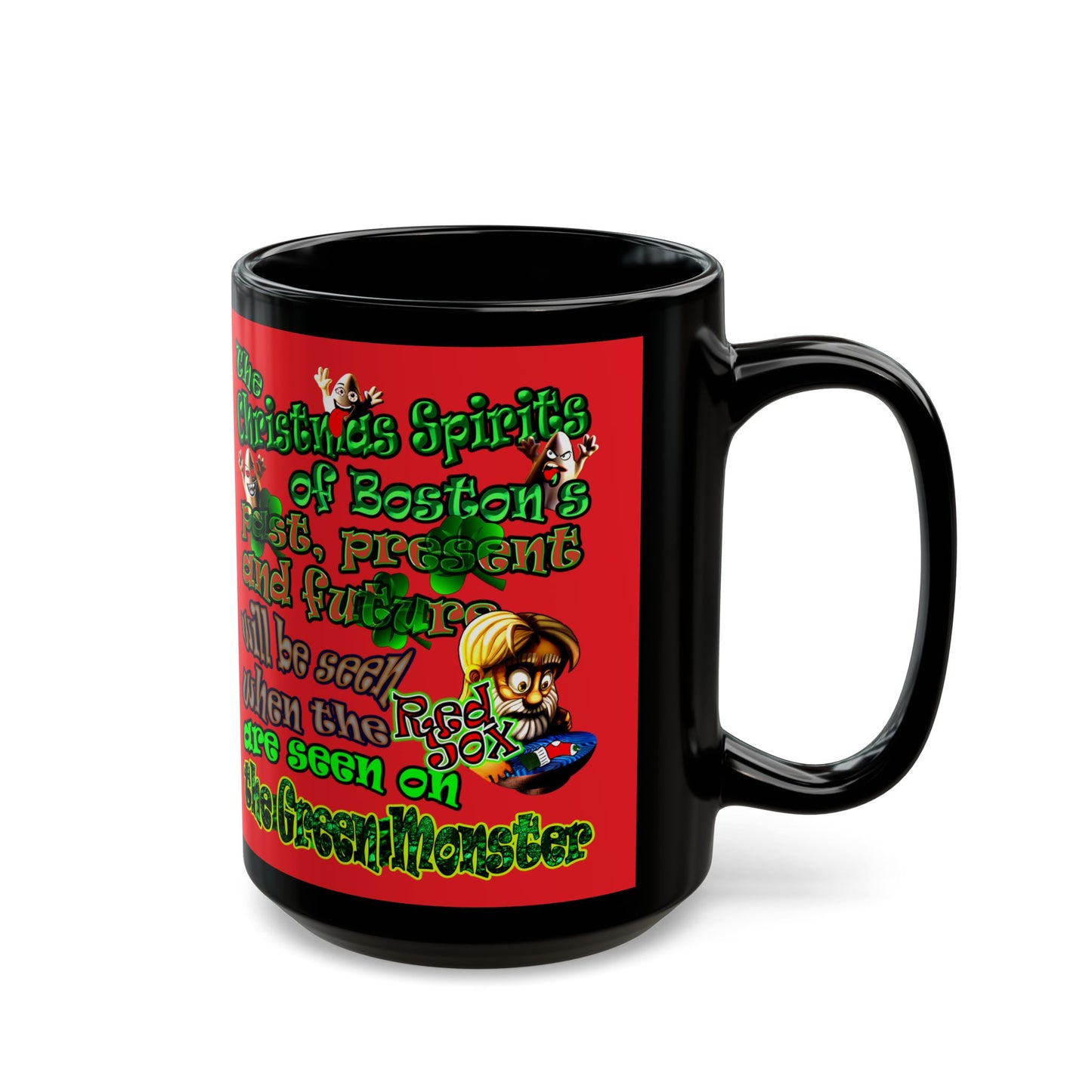christmas spirits of boston - Black Mug (red)
