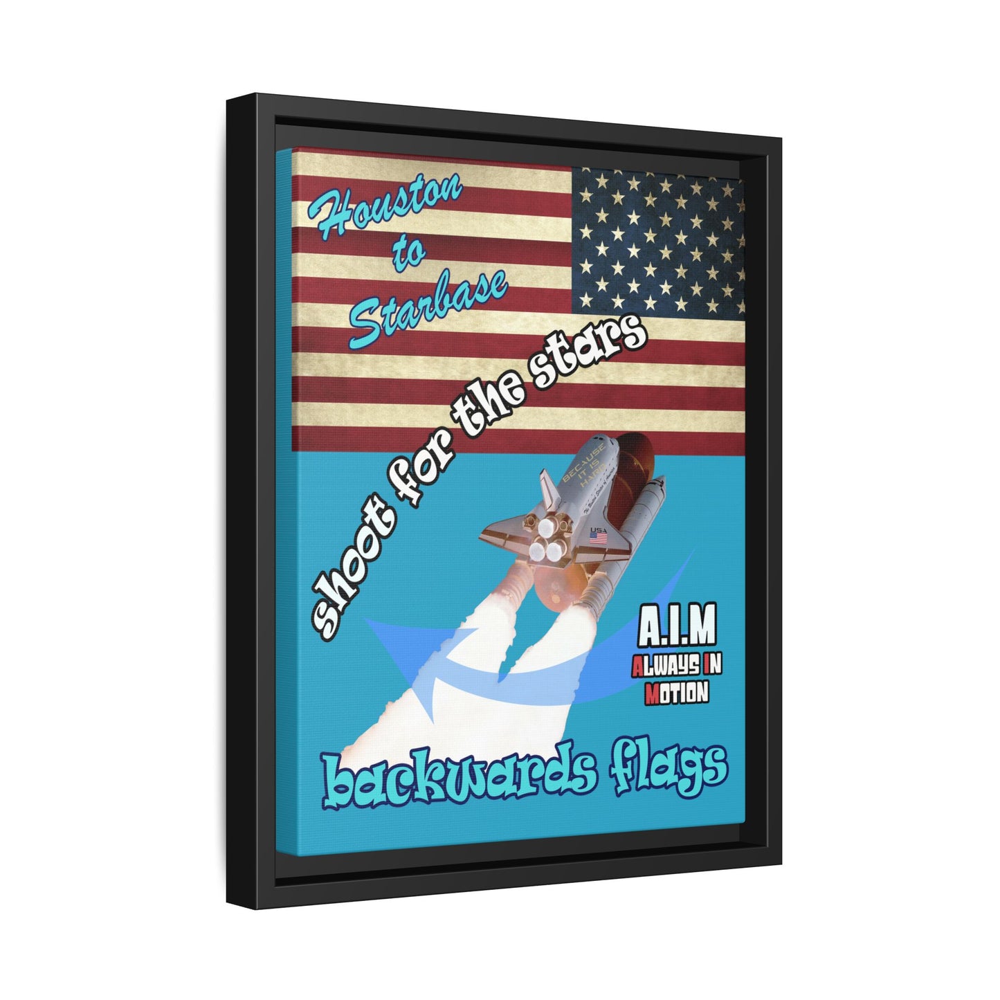 shoot for the stars - framed canvas art (turquoise)