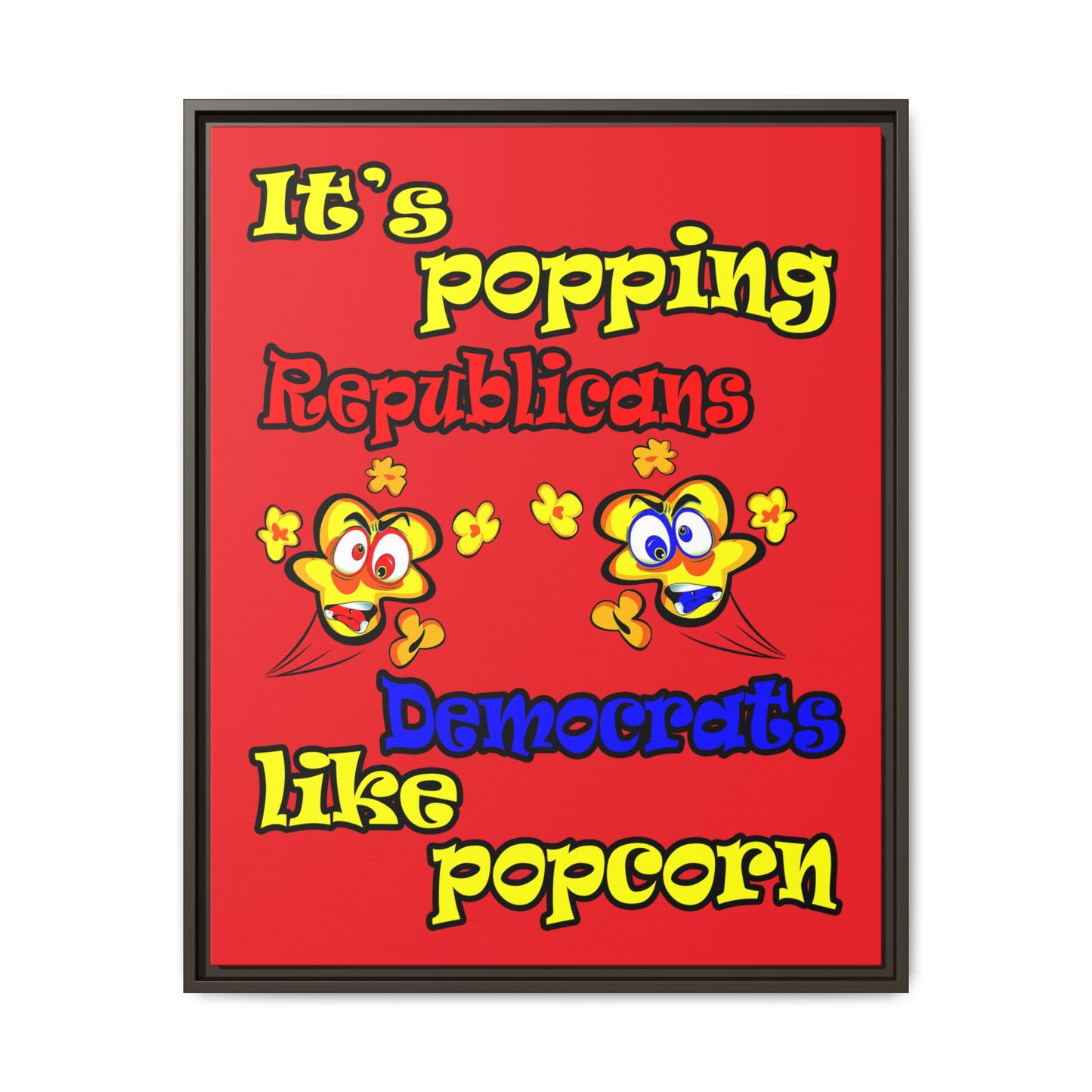 popping like popcorn - framed canvas art (red)