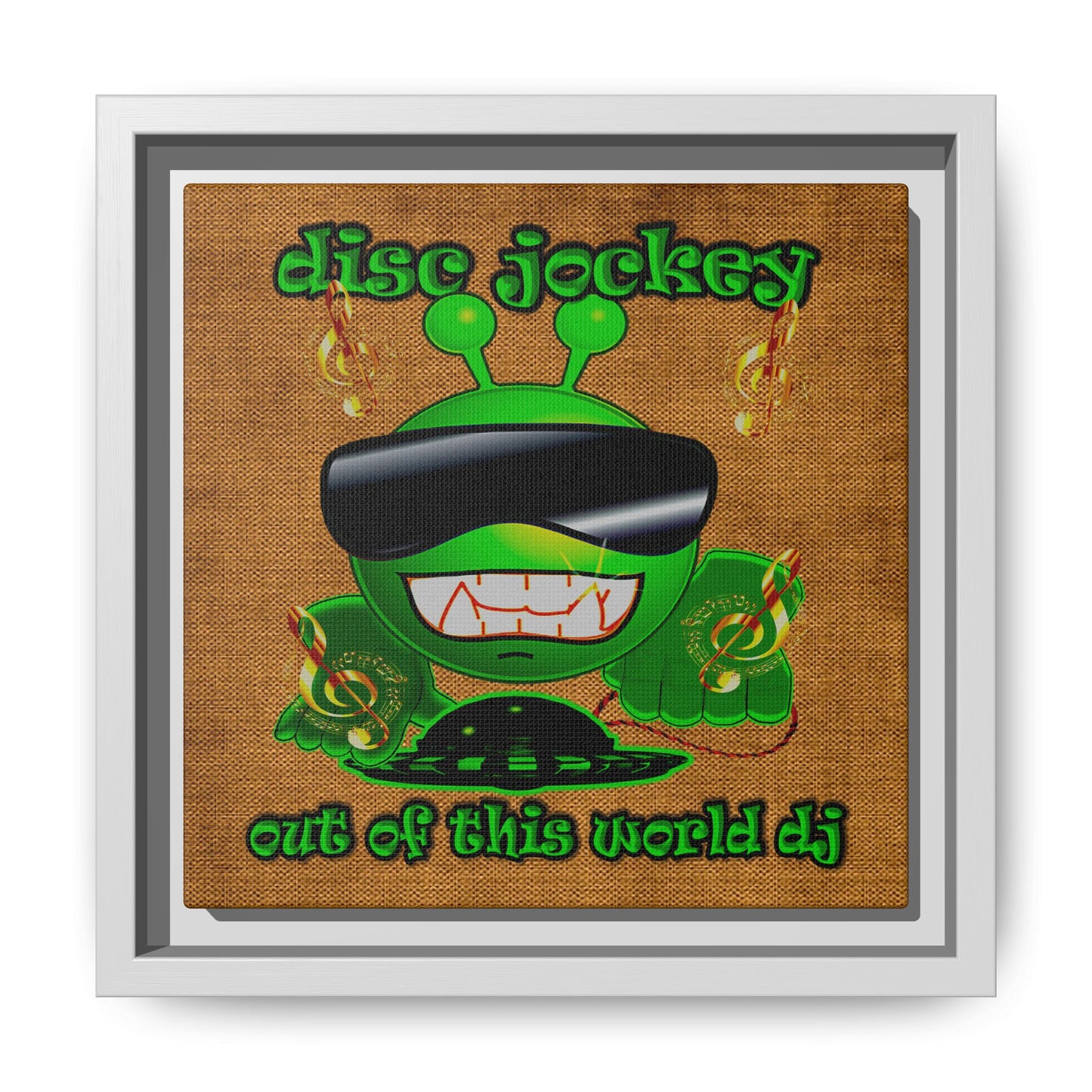 disc jockey - framed canvas art (brown papyrus)