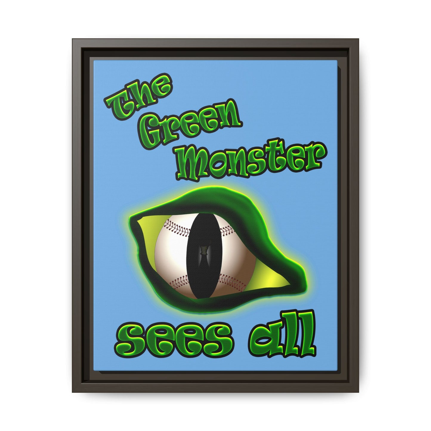 green monster - framed canvas art (light blue)