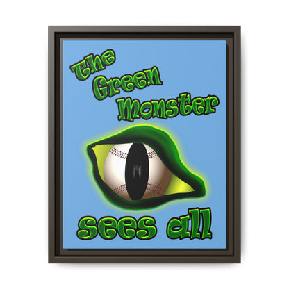 green monster - framed canvas art (light blue)