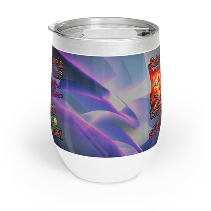 schrodinger's cat - Chill Wine Tumbler (grey-pink wave)