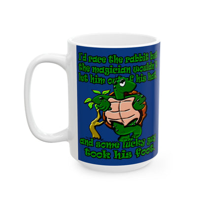 turtle race - White Mug (dark blue)