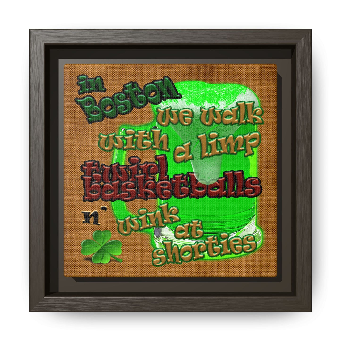 celtics logo - framed canvas art (brown papyrus)