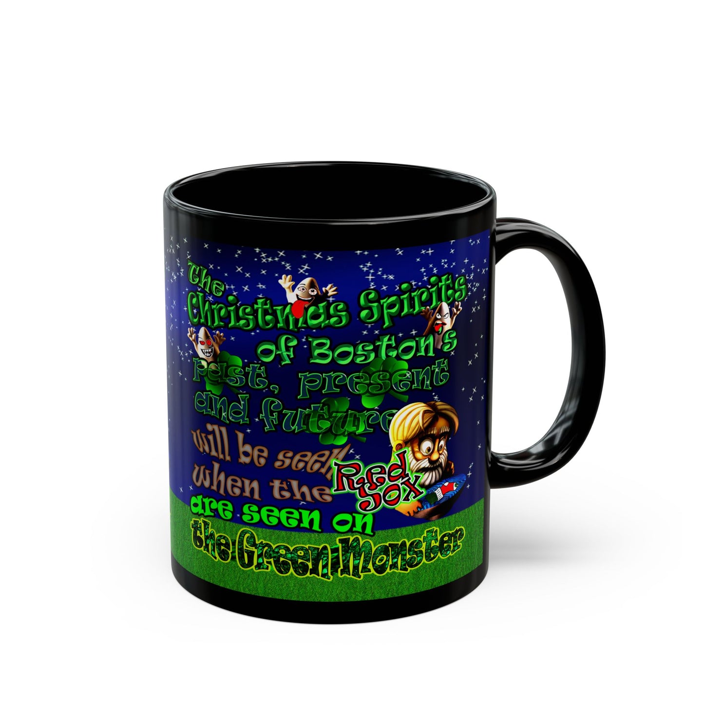 christmas spirits of boston - Black Mug ('snoops' background)