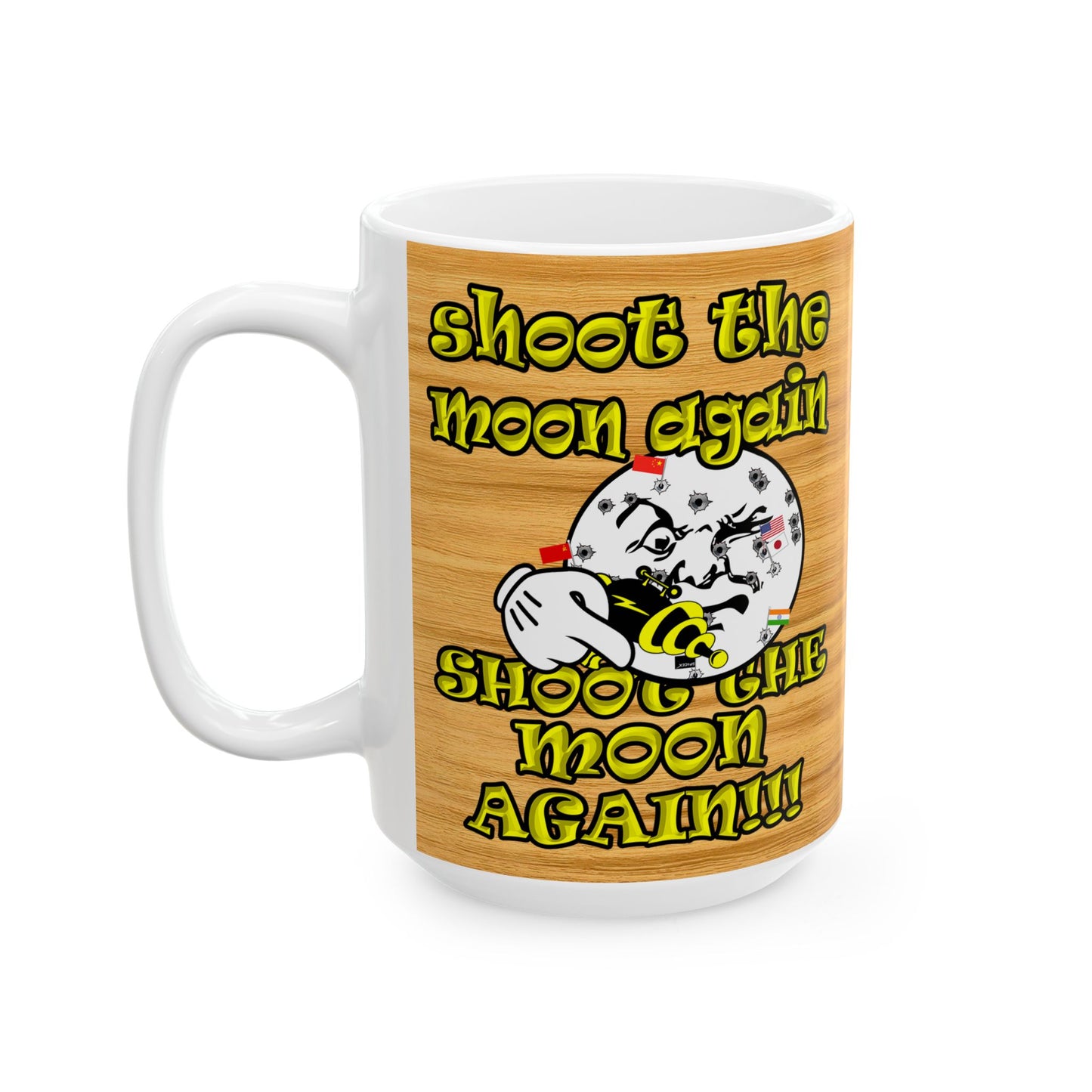 shoot the moon again - White Mug (butterscotch wood finish)