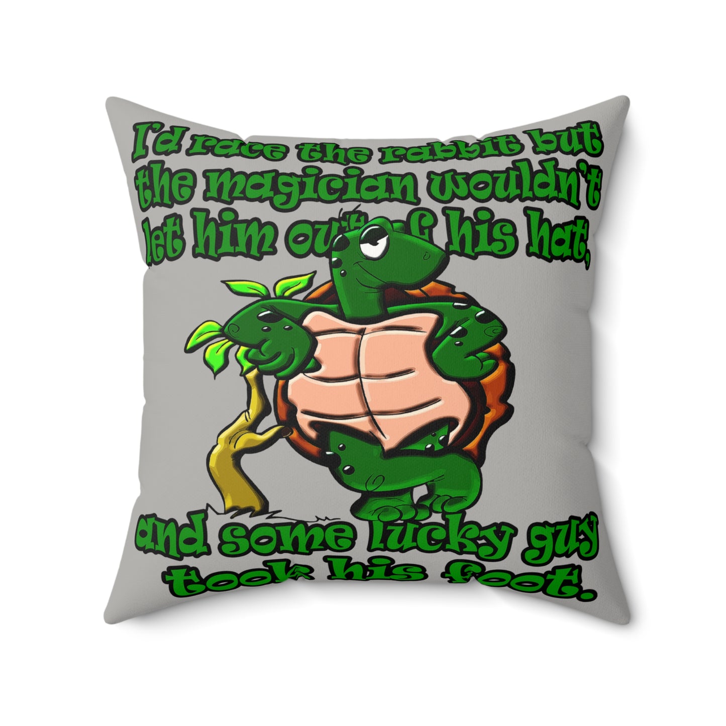 turtle race - Faux Suede Square Pillow - (light grey)