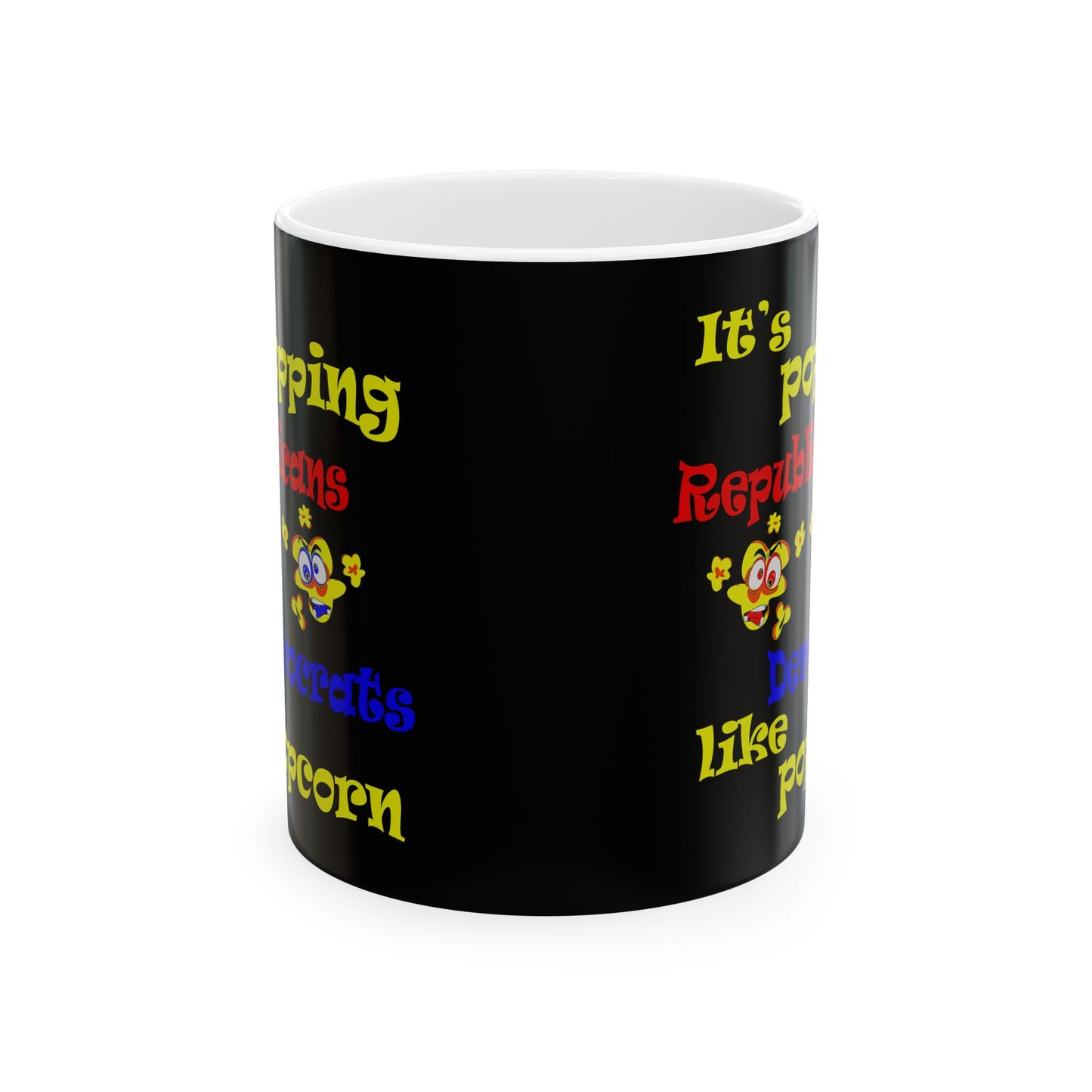 popping like popcorn - White Mug (black)