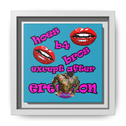 hoes b4 bros - framed canvas art (turquoise)