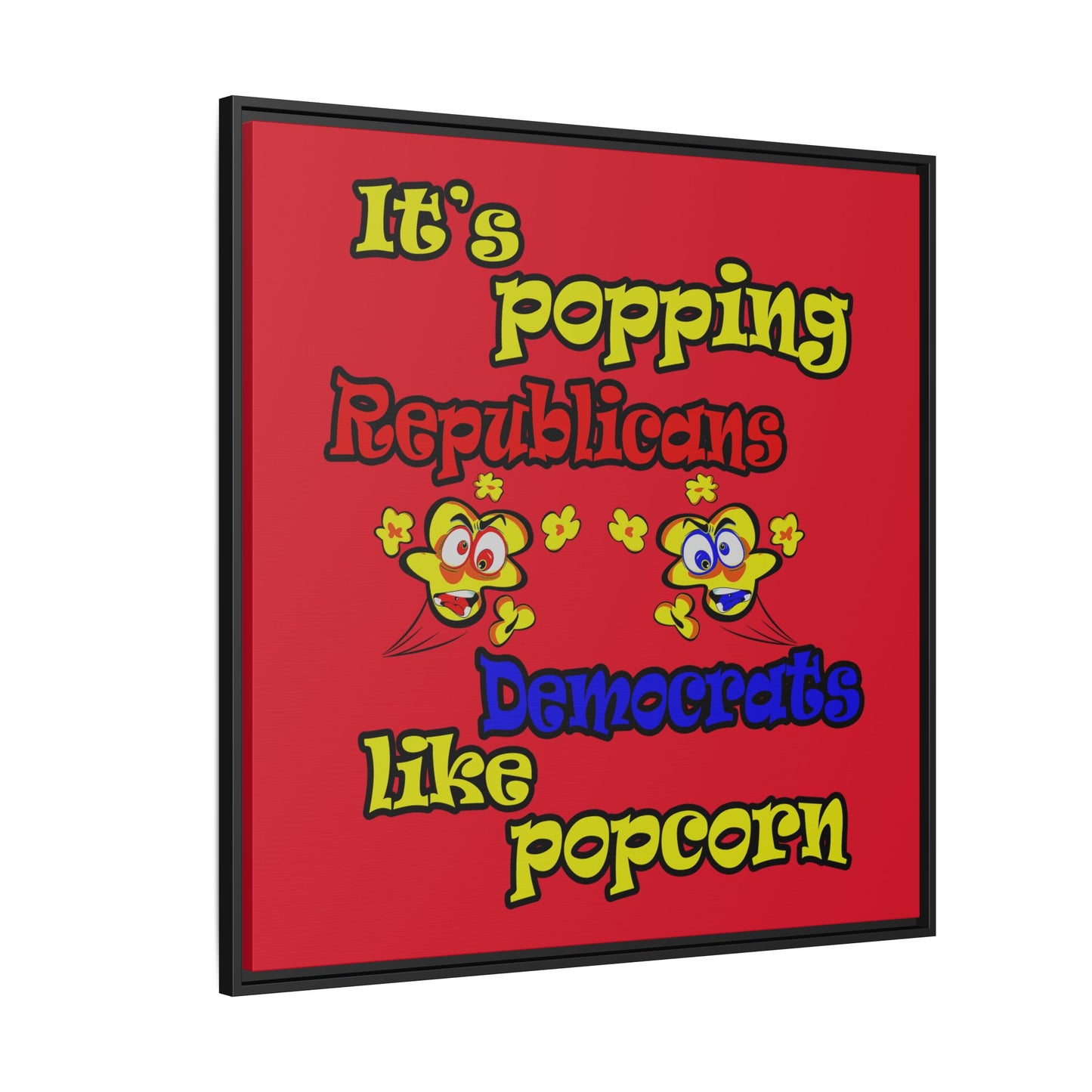 popping like popcorn - framed canvas art (dark red)